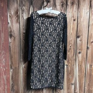 Eliza J Black Lace Elegant Cocktail Party Fancy Dinner Guest Bodycon Dress Sz 10